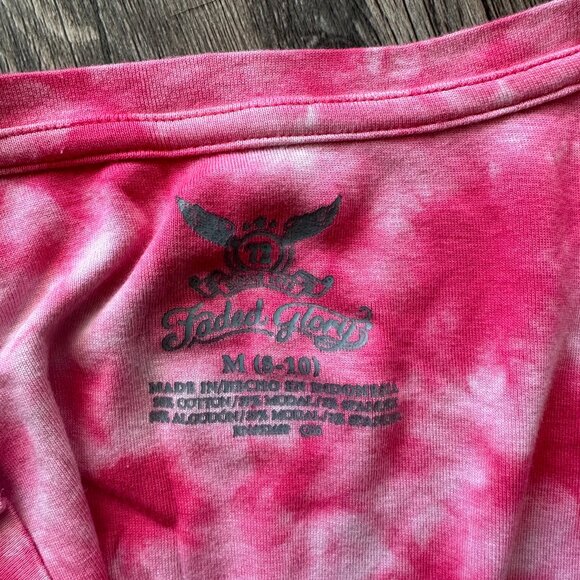 Faded Glory Pink Tie-Dye V-Neck T-Shirt - Size M (8-10) - Soft & Stylish - Picture 2 of 2